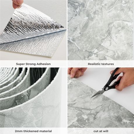 Grey Marble-Effect Self-Adhesive Vinyl Roll | 40 cm × 3 m