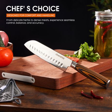 18cm Damascus Steel Santoku Kitchen Knife with Wood Handle