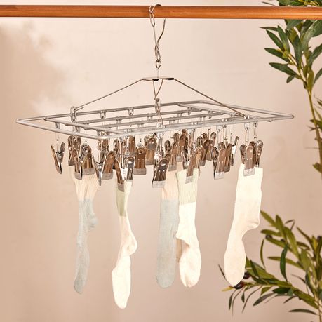 28 Clip Laundry Hanger Rack Rotating Folding Drip Drying Clothes