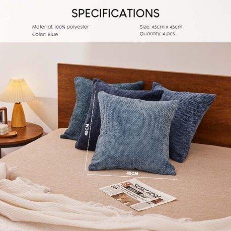4-Pack Thick Chenille Sofa Cushion Covers Luxury Decorative Pillow Cases