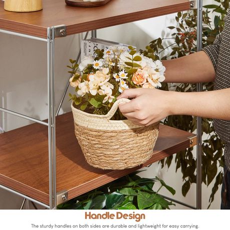Woven Mat Grass Planter Flower Basket Set
