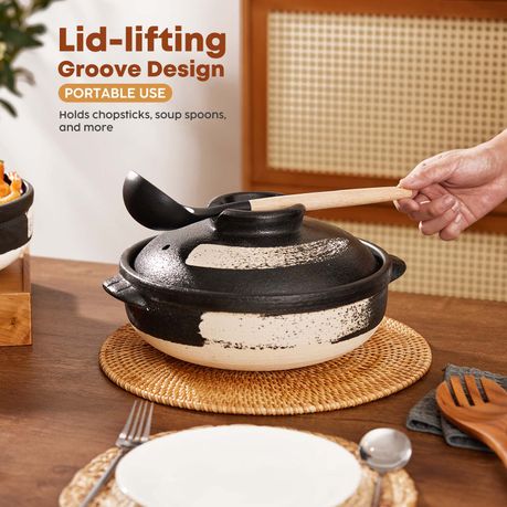 Chenshia Natural Clay Casserole Pot - Handmade Ceramic Cooking Dutch Oven
