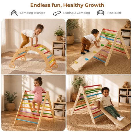 Montessori Wooden Climbing Set - Indoor Toddler Gym