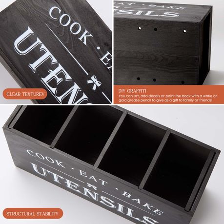 Wood Resturant Home Kitchen Utensil Storage Fork Knife Organiser