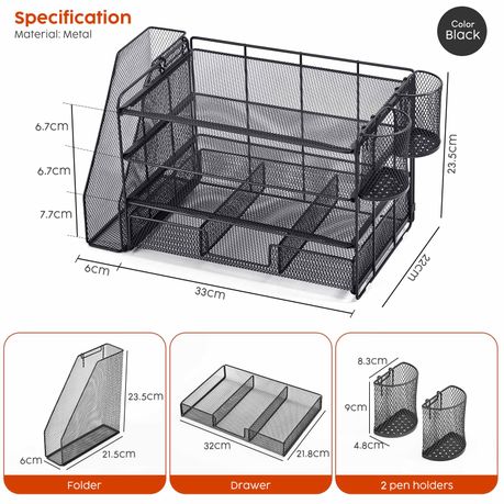 4-Tier Metal Desk Stationery Organiser