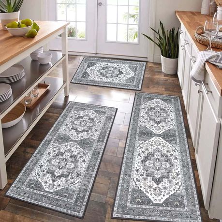 Anti-Slip Washable Kitchen Carpet Floor Mat - 3-Pack