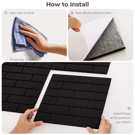 Self-Adhesive Acoustic Felt Panels | 12-Pack | 30 × 30 cm