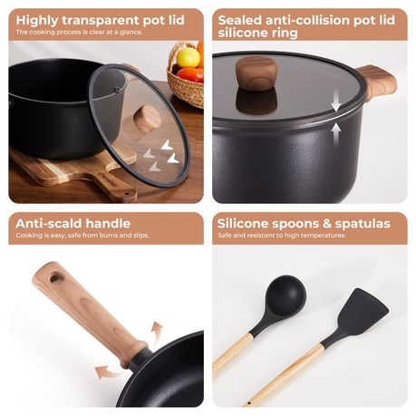 Chenshia 13pc Titanium Coating Non-Stick Cookware Utensil Set Gas Induction
