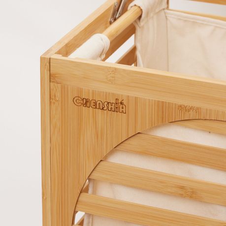 Chenshia Bamboo Laundry Basket with Lid with Removable Washing Bags
