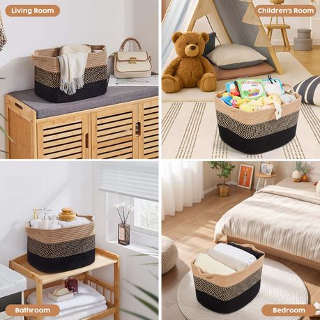 Chenshia 4Pc 19L Cotton Woven Storage Basket Cosmetic&Towel Organiser Bins
