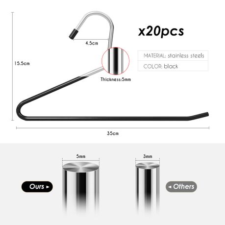 Open-Ended Rubber Coated Pant Hangers - 20-Pack