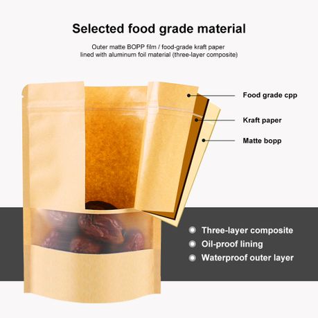 Kraft Paper Window Bags - 50-Pack