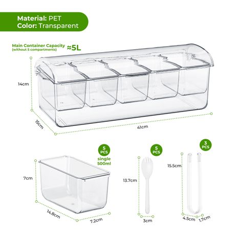 5L Ice Chilled Cocktail Garnish Tray Set