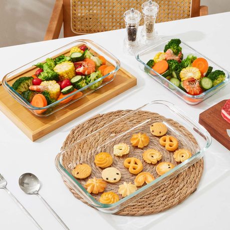 Chenshia 3-Pack Glass Baking Dish Set - Rectangular Oven-Safe Bakeware