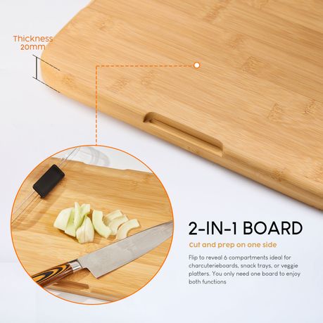2-in-1 Bamboo Serving Tray & Cutting Board with Lid - Rectangle