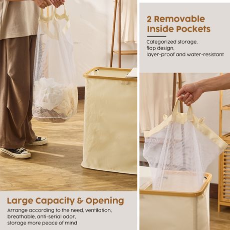140L Double Laundry Hamper with Lid