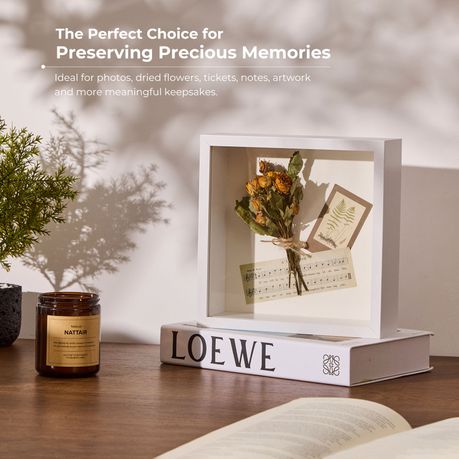 White 20cm Shadow Box Frame - 3D Deep Display Case (2 Pack)