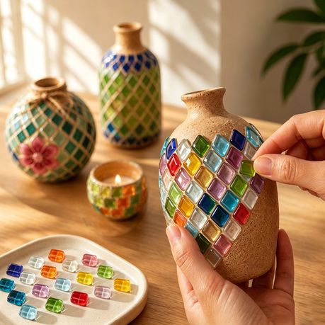 356pc Diamond Crystal Glass Mosaic Tiles Rainbow Craft DIY Decor