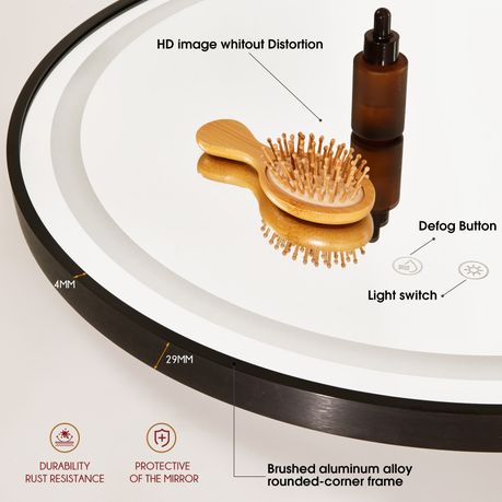 LED Bathroom Mirror Anti Fog Smart Illuminated 3 Color - Round