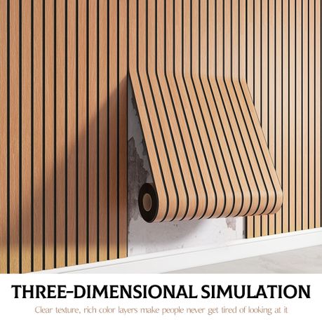 3D Fluted Wooden Wallpaper - Brown