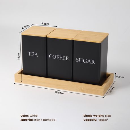 Chenshia 3Pc Tea & Sugar Canister with Tray