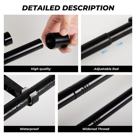 Adjustable Heavy-Duty Steel Double Curtain Rod Set with 40 Rings | 122–213 cm