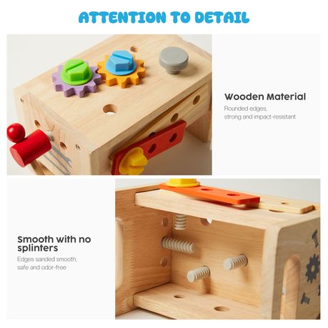 Wooden Toddler Tool Set Box Montessori Bench Construction