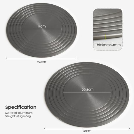 Aluminium Heat Diffuser & Defrosting Plate - Set of 2 (24cm & 28cm)