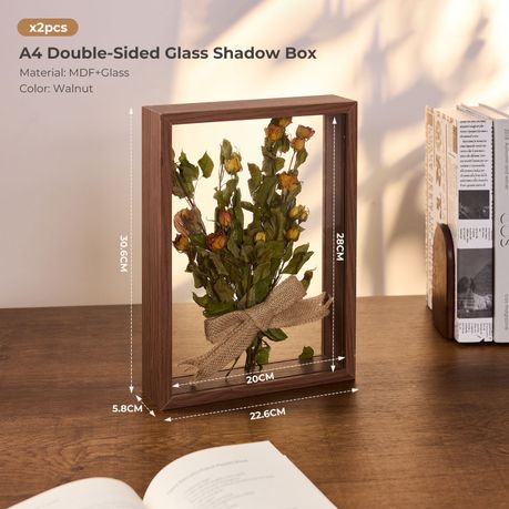 2pc A4 Double-Sided Glass Display - Dark Brown