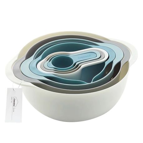 Chenshia 8Pc Colander & Sifter Baking Prep Nesting Bowls & Measuring Cups Set