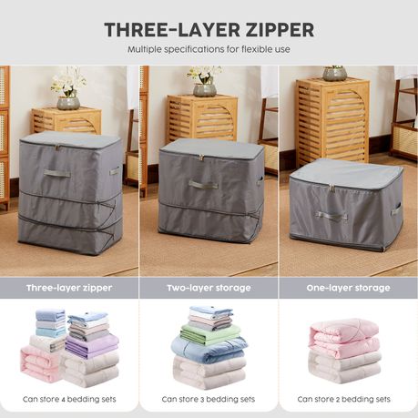 3-Tier Large Capacity Compression Comforter Linen Storage Bag Set