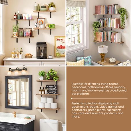Paulownia Wood Sturdy Home Floating Shelf-Nursery-Living Room 6Pc