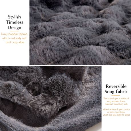 Faux Rabbit Fur Blanket 2m Heavy Thick Plush Bedroom Lounge Decor