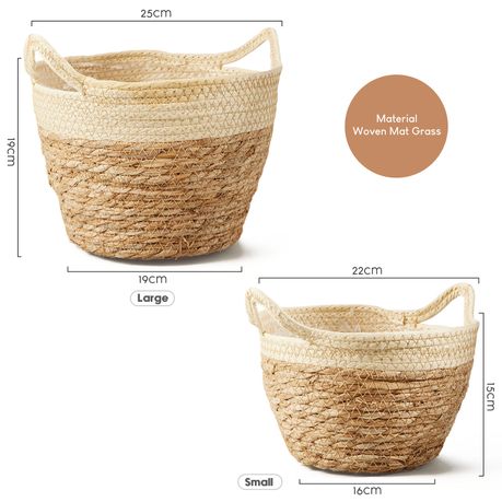 Woven Mat Grass Planter Flower Basket Set