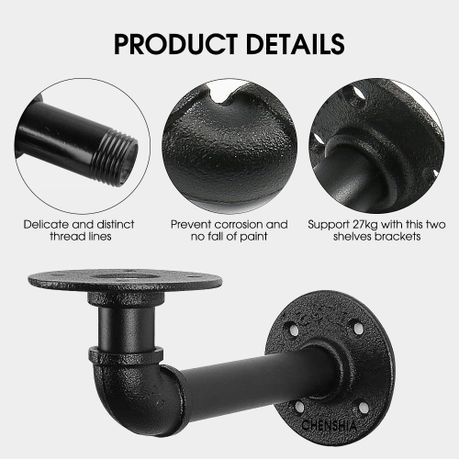 4-Pack Black L-Shaped Heavy-Duty Shelf Brackets