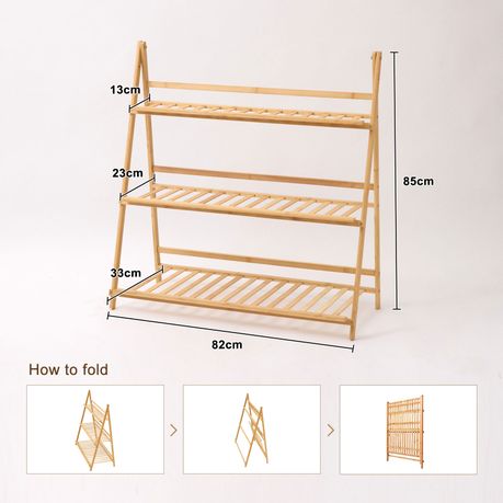 3-Tier Plant Stand Wooden Flower Pot Rack 3 - Foldable