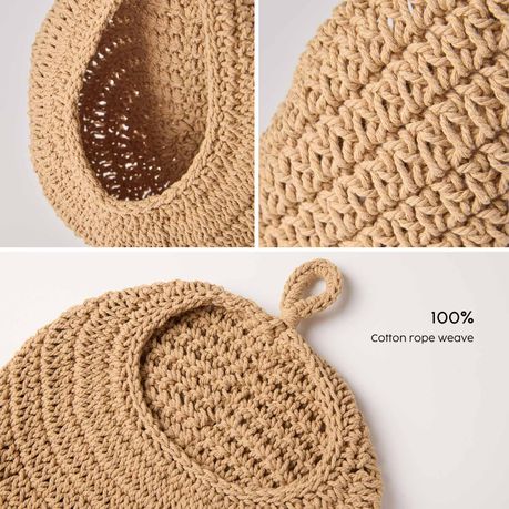 Woven Hanging Fruit Baskets with 6 Hooks - 3 Pack