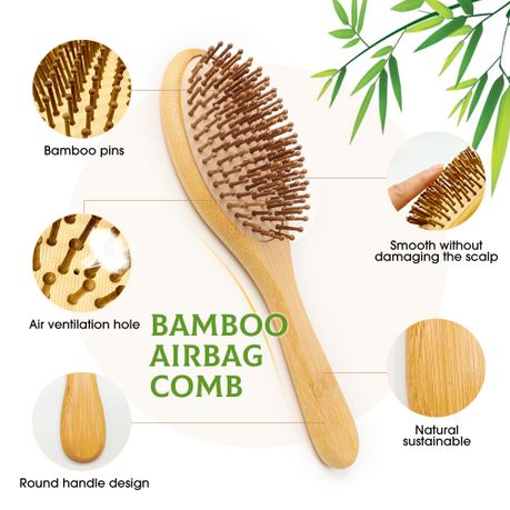 Natural Bamboo Bristle Oval Hairbrush