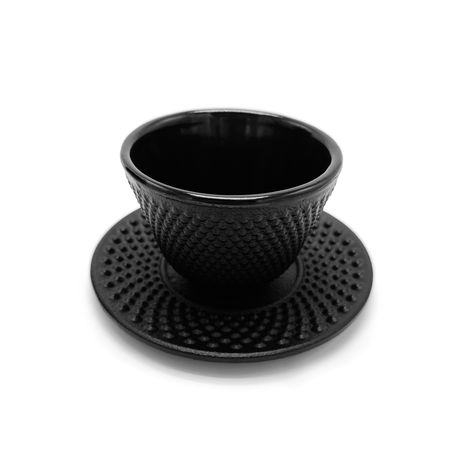 Oriental Cast Iron Tea Cup & Saucer Set