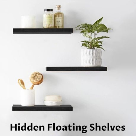 Black Home Office Floating Shelves - 3-Pack