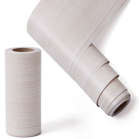 White Self-Adhesive Wood Grain Vinyl Wallpaper Rolls - 2pc