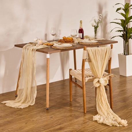 Cream Cheesecloth Table Runner (2 Piece)