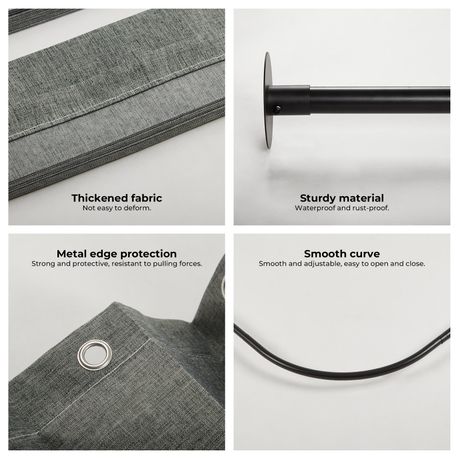 Chenshia Magnetic Folding Shower Curtain Kit No-drill & Waterproof Curtain