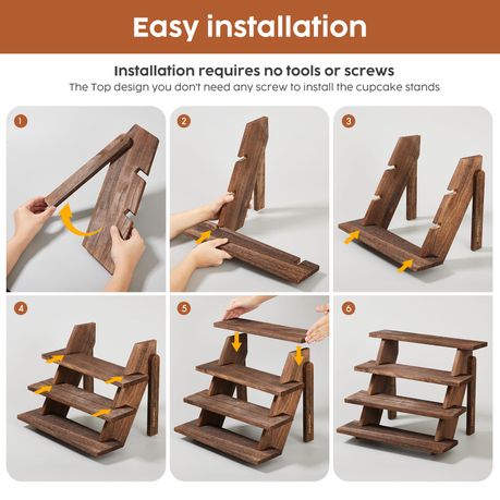 Chenshia 4-Tier Wooden Cupcake Stand Party Dessert Riser Table Display Shelf