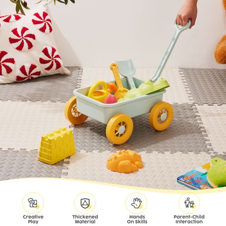 Chenshia 8Pc Wheelbarrow & Sand Castle Set - Kids Montessori Beach Toy Set