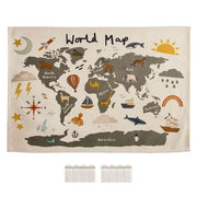 Cotton Kids Wall Poster | World Map with Animals | 70 × 48 cm