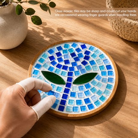 356Pc Square Crystal Glass Mosaic Tiles Assorted Blue Craft Decor
