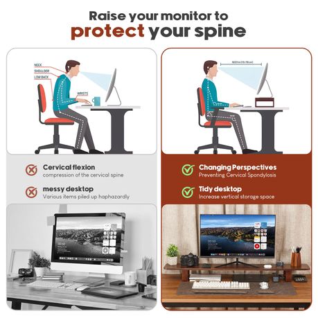 Chenshia Natural Wood Desktop Computer Monitor Riser Laptop Stand - 120cm