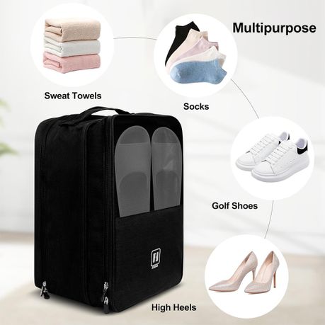 3-Layer Travel Shoe Organizer Bag - Black