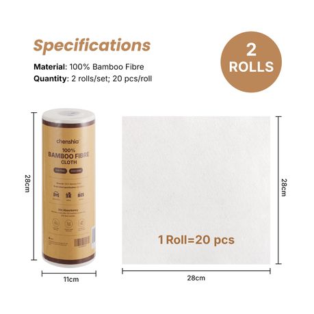 Chenshia 1-Pack Reusable Bamboo Paper Towel Cleaning Dish Cloth